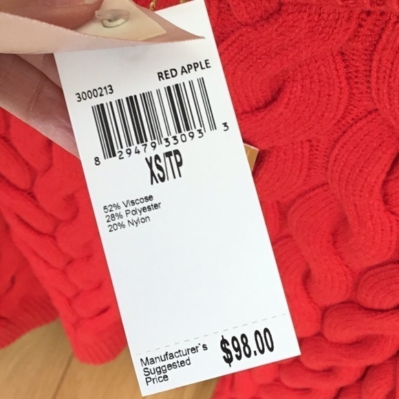 Philosophy cable knit sweater. Women’s size XS/TP. Red apple. NWT - Picture 8 of 11